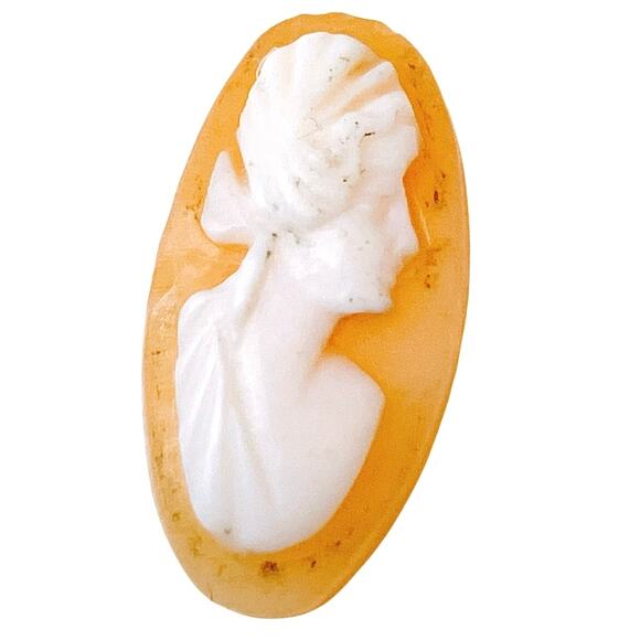 VTG 30s - 40s Shell Cameo Cabochon Hand Carved Portrait Jewelry Making Component - Picture 1 of 11